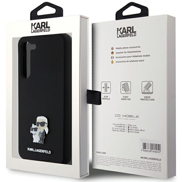 Karl Lagerfeld Silicone Karl&amp;Choupette Metal Pin case for Samsung Galaxy S23+ - black