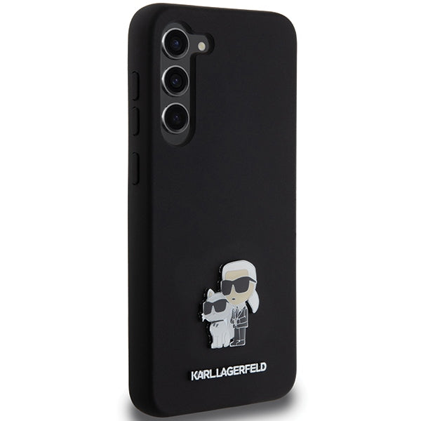 Karl Lagerfeld Silicone Karl&amp;Choupette Metal Pin case for Samsung Galaxy S23+ - black