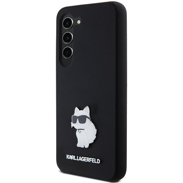 Karl Lagerfeld Silicone Choupette Metal Pin case for Samsung Galaxy S23 - black