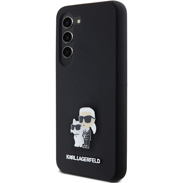 Karl Lagerfeld Silicone Karl&amp;Choupette Metal Pin case for Samsung Galaxy S23 - black