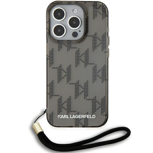 Karl Lagerfeld IML Mono KL Pattern &amp; Cord case for iPhone 15 Pro - black