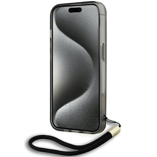 Karl Lagerfeld IML Mono KL Pattern &amp; Cord case for iPhone 15 Pro Max - black