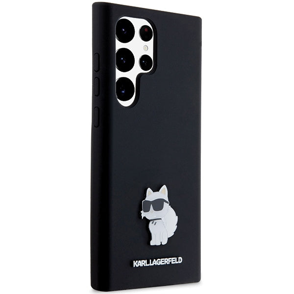 Karl Lagerfeld Silicone Choupette Metal Pin case for Samsung Galaxy S24 Ultra - black