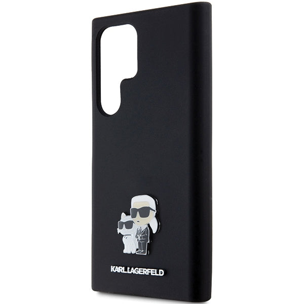 Karl Lagerfeld Silicone Karl&amp;Choupette Metal Pin case for Samsung Galaxy S24 Ultra - black