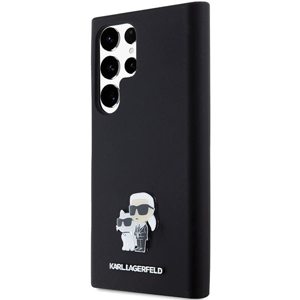 Karl Lagerfeld Silicone Karl&amp;Choupette Metal Pin case for Samsung Galaxy S24 Ultra - black