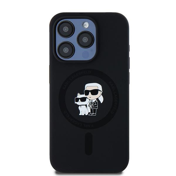 Karl Lagerfeld Silicone Karl&amp;Choupette MagSafe case for iPhone 15 Pro - black