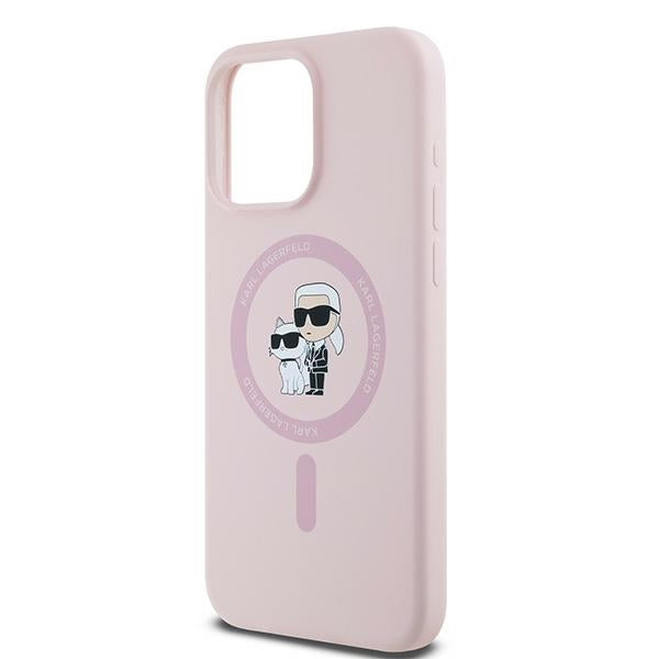 Karl Lagerfeld Silicone Karl&amp;Choupette MagSafe case for iPhone 15 Pro - pink