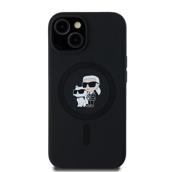 Karl Lagerfeld Silicone Karl&amp;Choupette MagSafe case for iPhone 15 Plus / 14 Plus - black