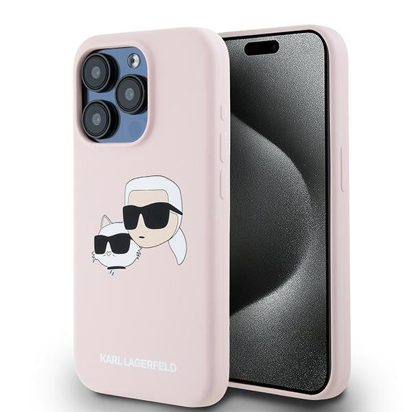 Karl Lagerfeld Silicone Karl&amp;Choupette MagSafe case for iPhone 15 Pro Max - pink