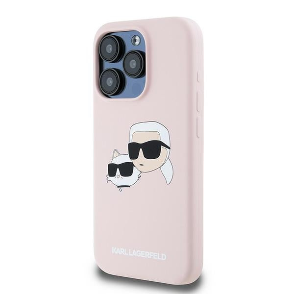 Karl Lagerfeld Silicone Karl&amp;Choupette MagSafe case for iPhone 15 Pro Max - pink