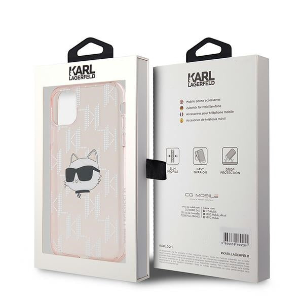 Karl Lagerfeld IML Choupette Head &amp; Monogram case for iPhone 11 / Xr - pink