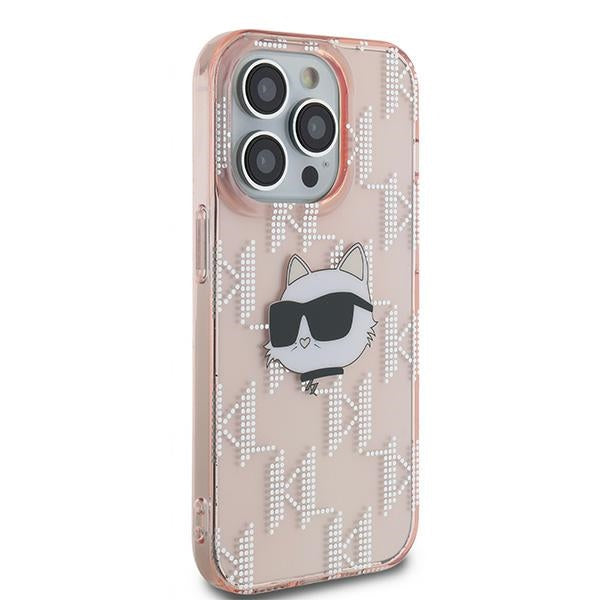 Karl Lagerfeld IML Choupette Head &amp; Monogram case for iPhone 13 Pro / 13 - pink