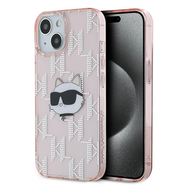 Karl Lagerfeld IML Choupette Head &amp; Monogram case for iPhone 13 - pink