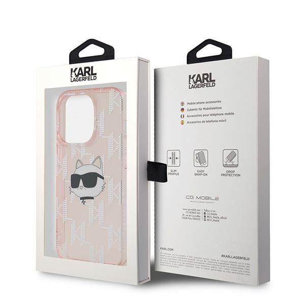 Karl Lagerfeld IML Choupette Head &amp; Monogram case for iPhone 14 Pro Max - pink