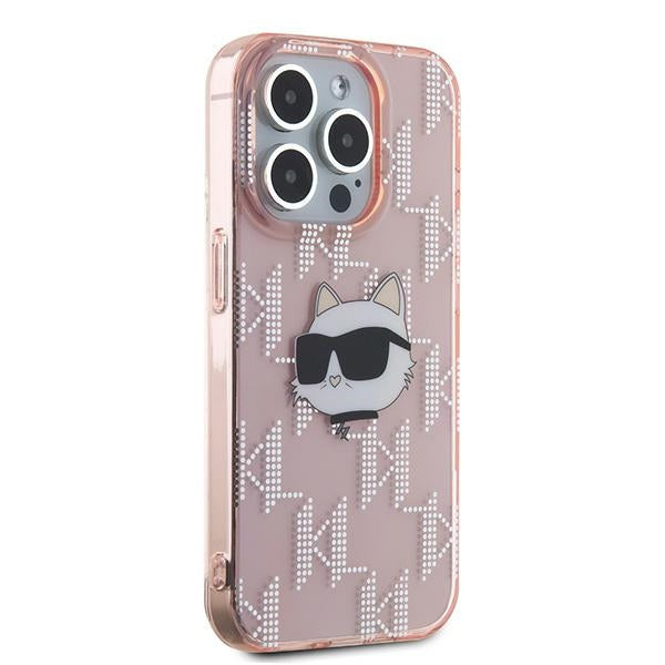Karl Lagerfeld IML Choupette Head &amp; Monogram case for iPhone 15 Pro - pink