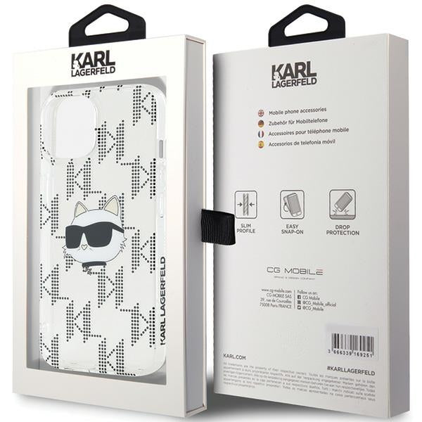 Karl Lagerfeld IML Choupette Head &amp; Monogram case for iPhone 15 / 14 / 13 - transparent