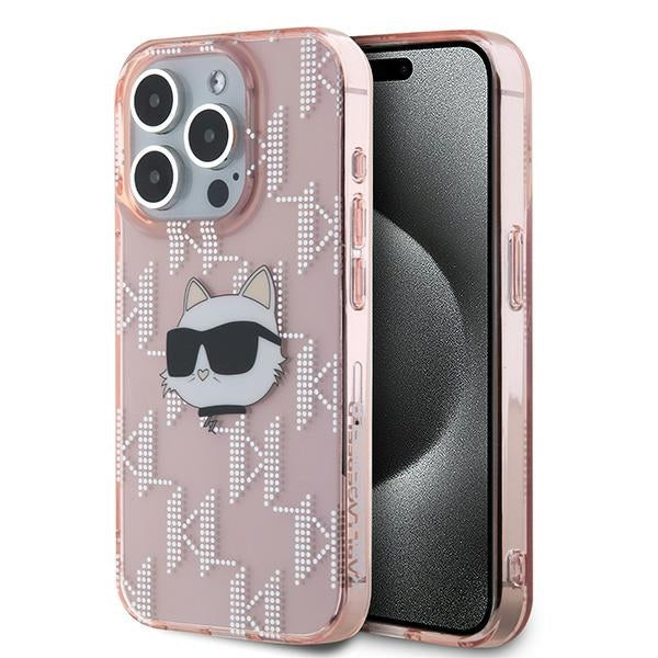 Karl Lagerfeld IML Choupette Head &amp; Monogram case for iPhone 15 Pro Max - pink