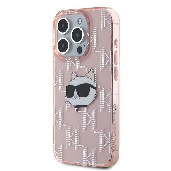 Karl Lagerfeld IML Choupette Head &amp; Monogram case for iPhone 15 Pro Max - pink