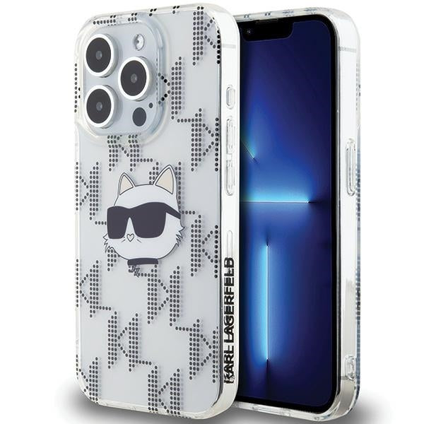 Karl Lagerfeld IML Choupette Head &amp; Monogram case for iPhone 15 Pro Max - transparent