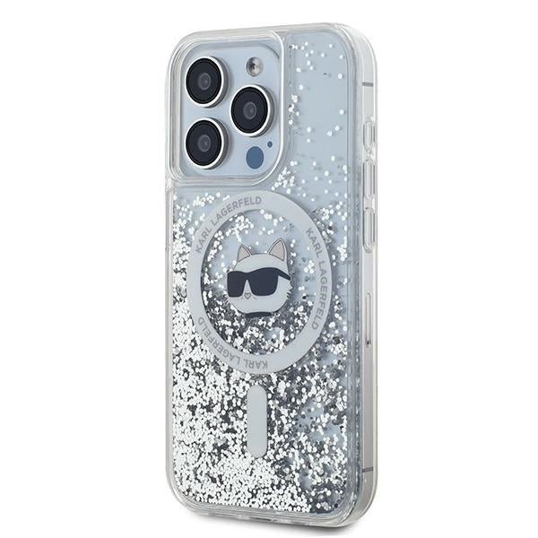 Karl Lagerfeld Liquid Glitter Choupette Head MagSafe case for iPhone 14 Pro - transparent