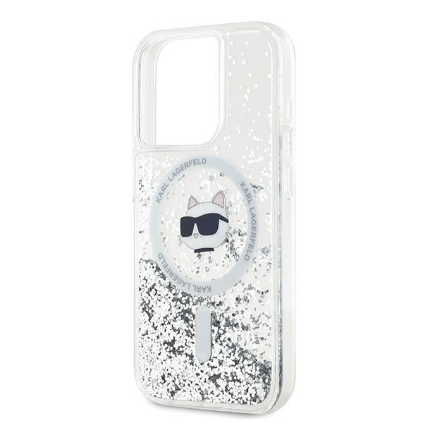 Karl Lagerfeld Liquid Glitter Choupette Head MagSafe case for iPhone 14 Pro - transparent