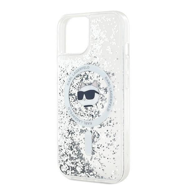 Karl Lagerfeld Liquid Glitter Choupette Head MagSafe case for iPhone 14 / 15 / 13 - transparent
