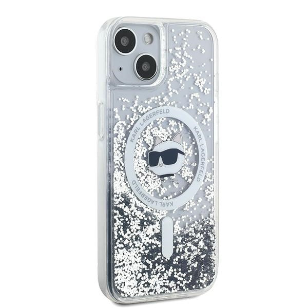 Karl Lagerfeld Liquid Glitter Choupette Head MagSafe case for iPhone 14 / 15 / 13 - transparent