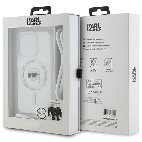 Karl Lagerfeld Crossbody IML Karl Head MagSafe case for iPhone 15 Pro - transparent
