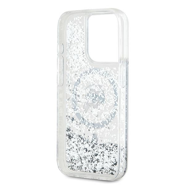 Karl Lagerfeld Liquid Glitter Karl Head MagSafe case for iPhone 15 Pro - transparent