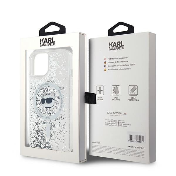 Karl Lagerfeld Liquid Glitter Choupette Head MagSafe case for iPhone 15 / 14 / 13 - transparent