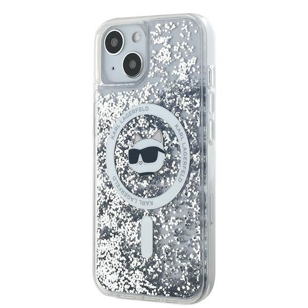 Karl Lagerfeld Liquid Glitter Choupette Head MagSafe case for iPhone 15 / 14 / 13 - transparent