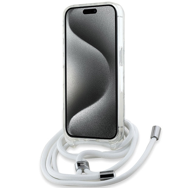 Karl Lagerfeld IML Crossbody Monogram Karl &amp; Choupette Head MagSafe Case for iPhone 15 Pro Max - Transparent