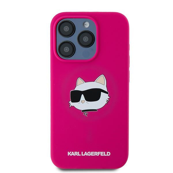 Karl Lagerfeld Silicone Choupette Head MagSafe case for iPhone 15 Pro Max - pink
