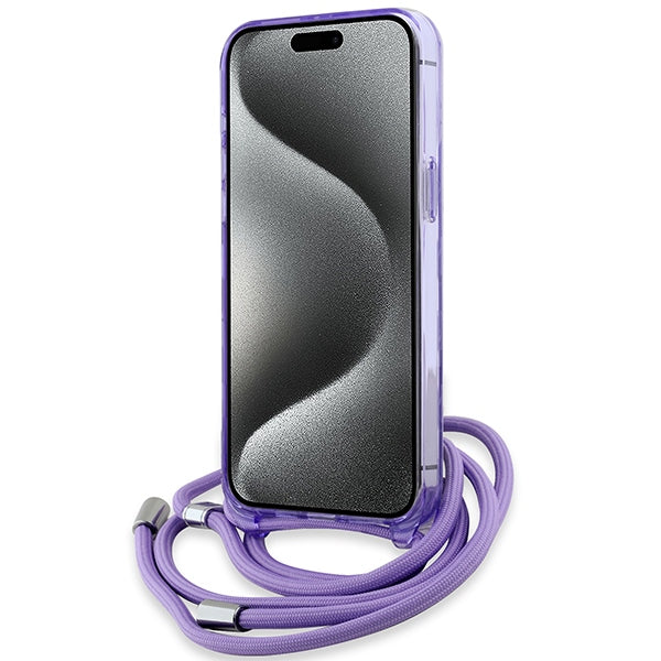 Karl Lagerfeld IML Crossbody Monogram Karl &amp; Choupette Head MagSafe case for iPhone 15 Pro - purple