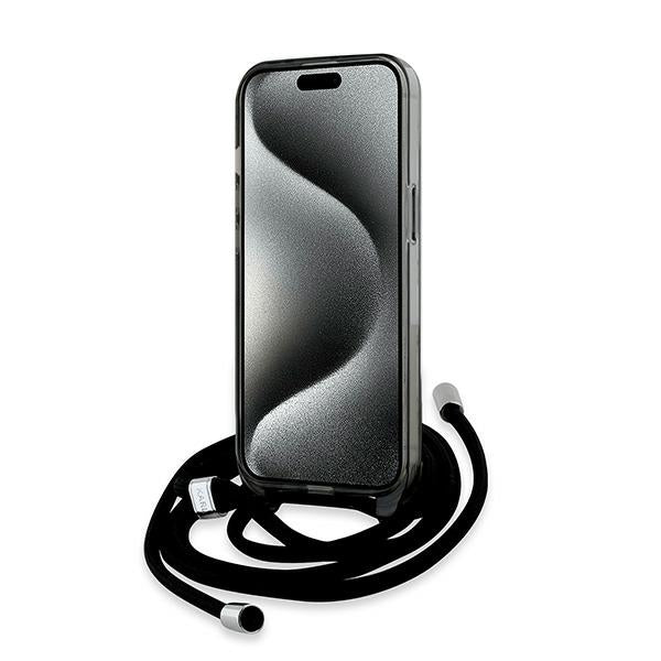 Karl Lagerfeld IML Crossbody Monogram Karl & Choupette Head MagSafe Case for iPhone 15 / 14 / 13 - Black