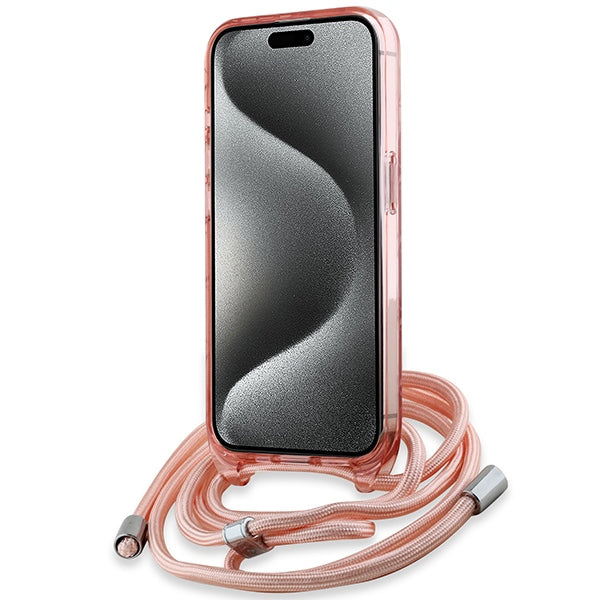 Karl Lagerfeld IML Crossbody Monogram Karl &amp; Choupette Head MagSafe case for iPhone 15 / 14 / 13 - pink