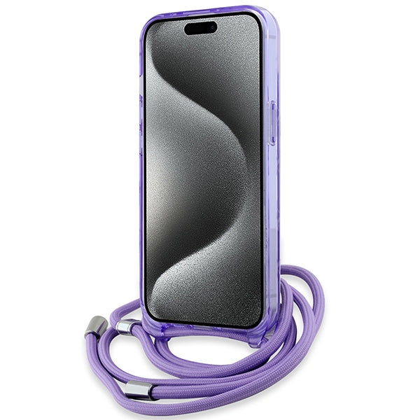 Karl Lagerfeld IML Crossbody Monogram Karl &amp; Choupette Head MagSafe case for iPhone 15 / 14 / 13 - purple