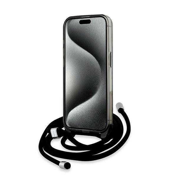 Karl Lagerfeld IML Crossbody Monogram Karl &amp; Choupette Head MagSafe Case for iPhone 15 Pro Max - Black