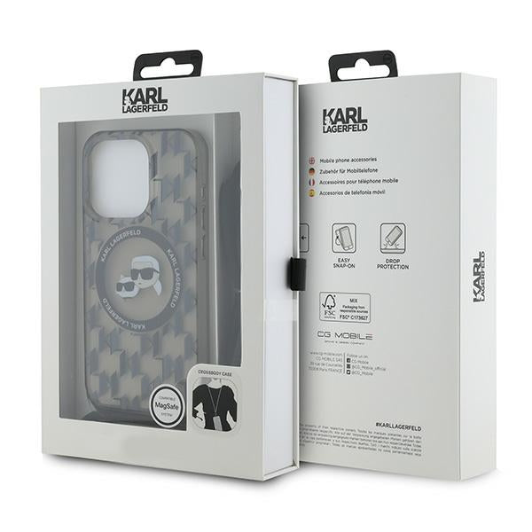 Karl Lagerfeld IML Crossbody Monogram Karl &amp; Choupette Head MagSafe Case for iPhone 15 Pro Max - Black