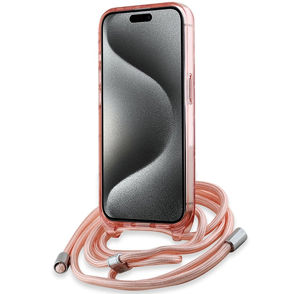 Karl Lagerfeld IML Crossbody Monogram Karl &amp; Choupette Head MagSafe Case for iPhone 15 Pro Max - Pink