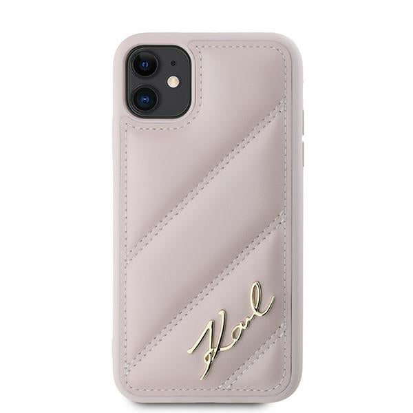 Karl Lagerfeld Diagonal Quilted Script case for iPhone 11 / Xr - pink