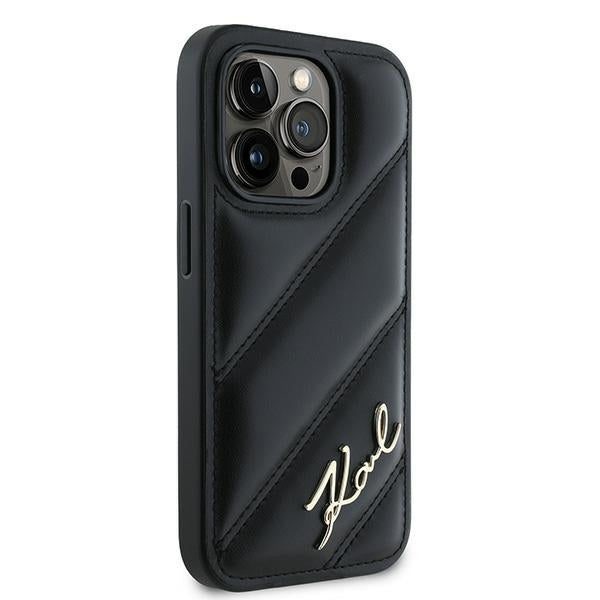 Karl Lagerfeld Diagonal Quilted Script case for iPhone 13 Pro Max - black