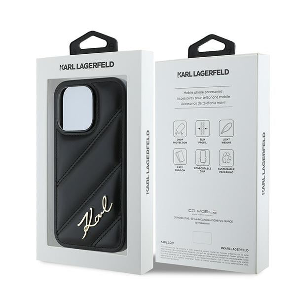 Karl Lagerfeld Diagonal Quilted Script case for iPhone 13 Pro Max - black