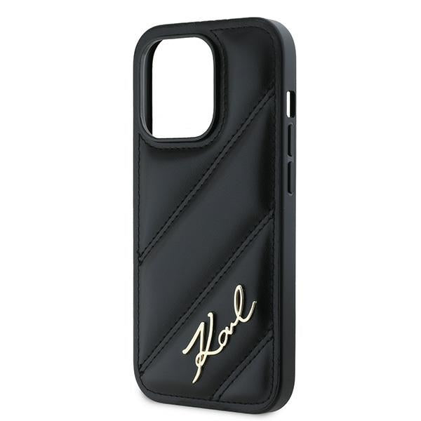 Karl Lagerfeld Diagonal Quilted Script case for iPhone 13 Pro Max - black