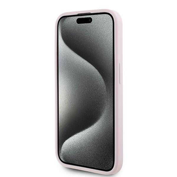 Karl Lagerfeld Diagonal Quilted Script case for iPhone 15 Pro Max - pink