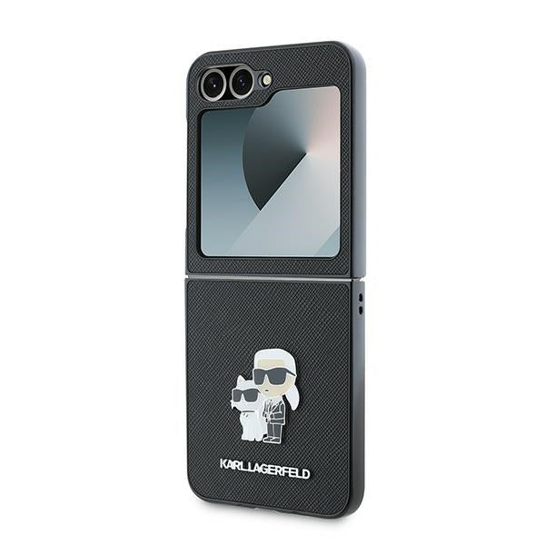 Karl Lagerfeld Saffiano Metal Pin Case for Samsung Galaxy Z Flip 6 - Black