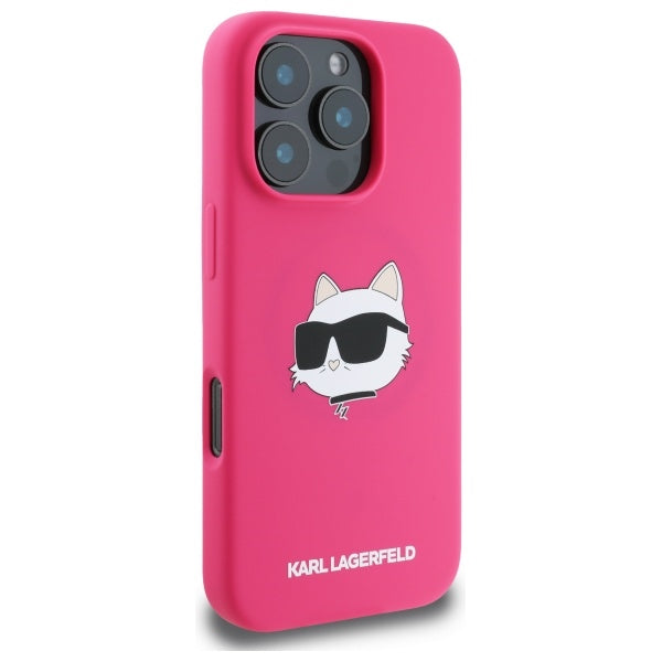 Karl Lagerfeld Silicone Choupette Head MagSafe iPhone 16 Pro Case - Pink
