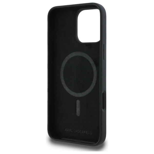 Karl Lagerfeld Silicone Choupette Head Print MagSafe iPhone 16 Pro Case - Black