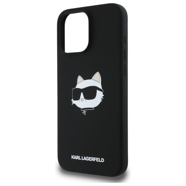 Karl Lagerfeld Silicone Choupette Head Print MagSafe iPhone 16 Pro Case - Black