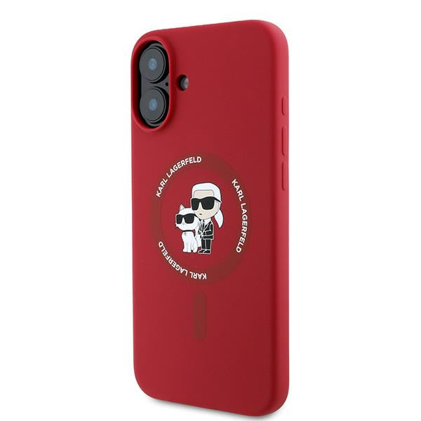 Karl Lagerfeld Silicone Karl&amp;Choupette Heads Ring MagSafe Case for iPhone 16 Plus - Red